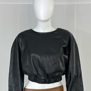 Black ReVamped Long Sleeve Crop Top